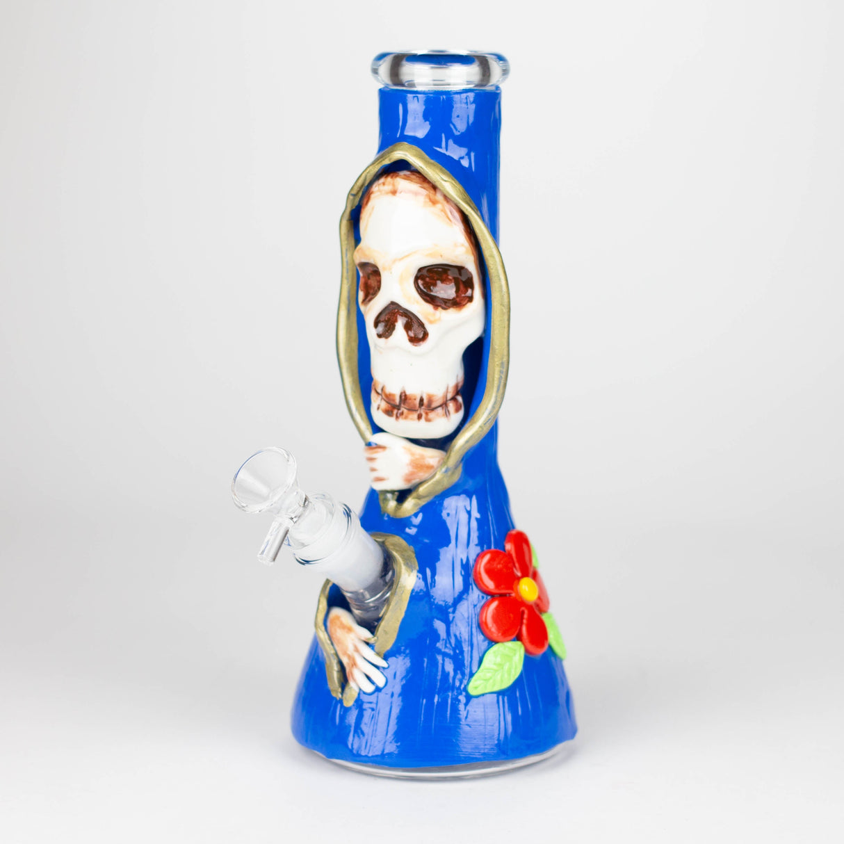 Bécher en verre crâne artistique en résine 3D de 10 po
