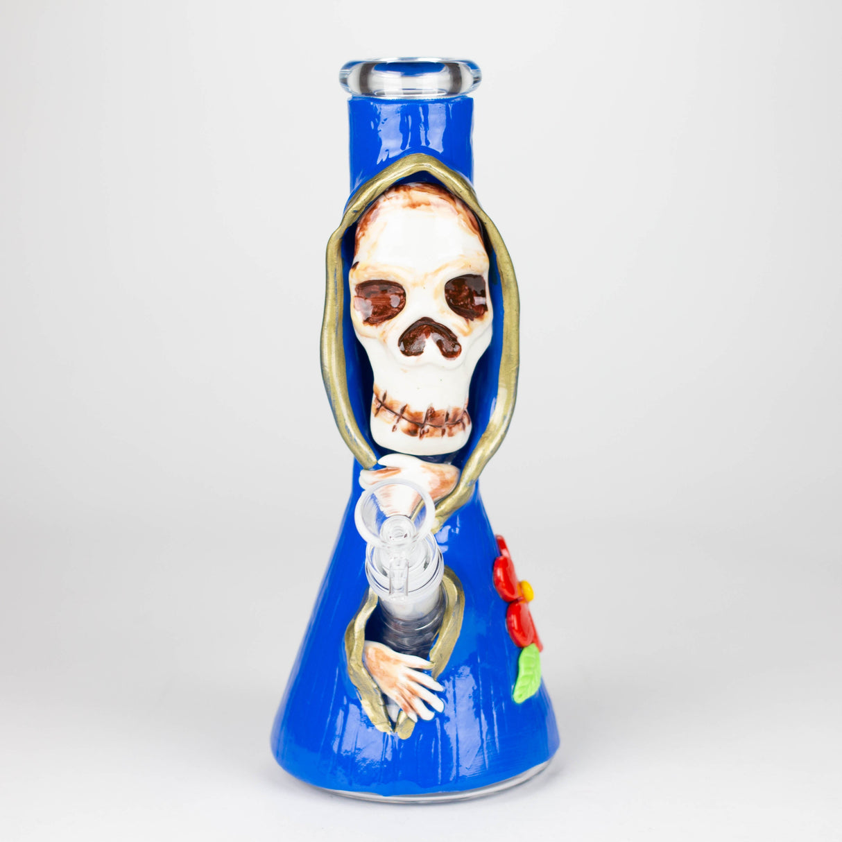 Bécher en verre crâne artistique en résine 3D de 10 po
