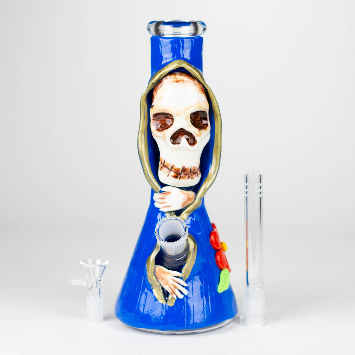 Bécher en verre crâne artistique en résine 3D de 10 po