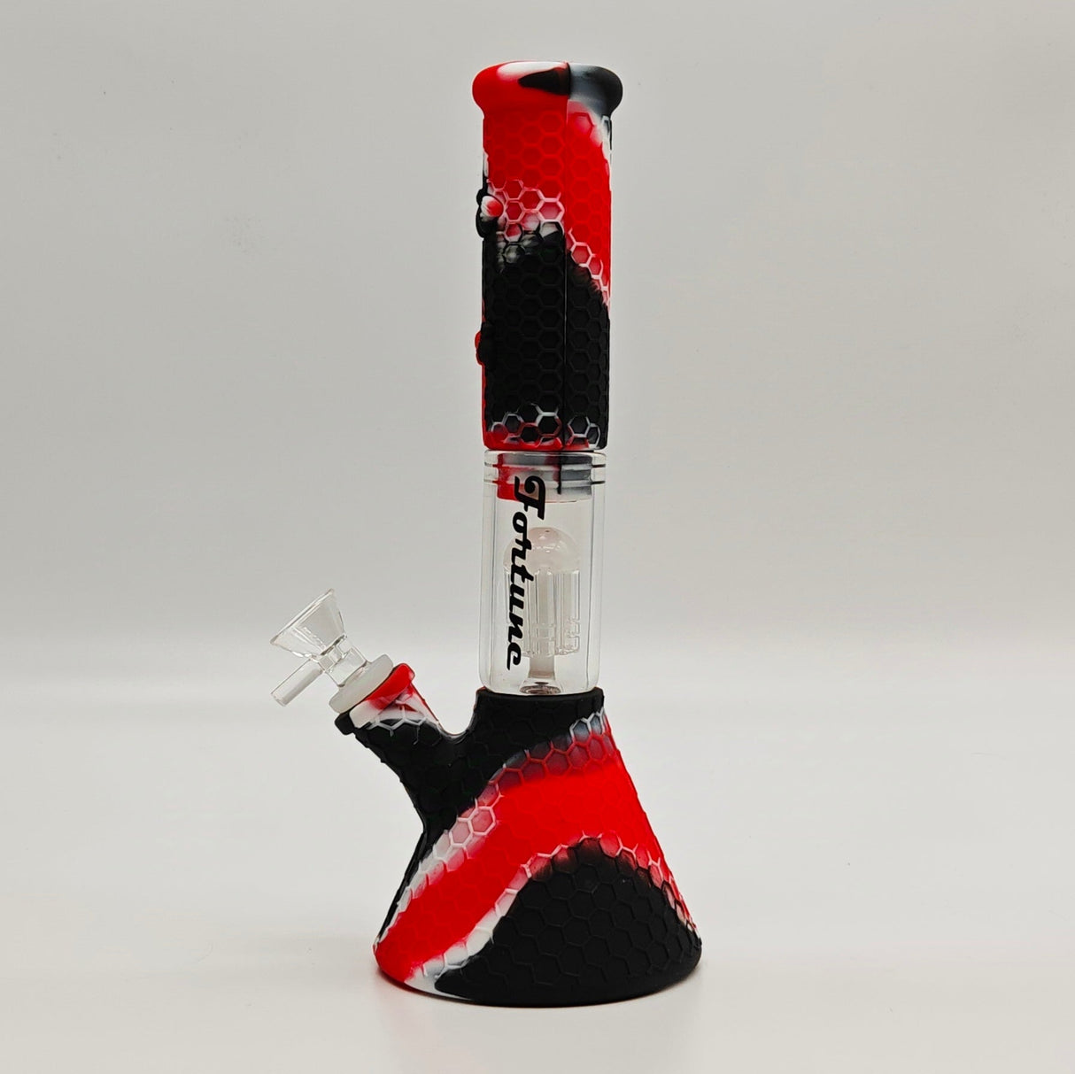 Bong en silicone Fortune 11" Camo Splash avec percolateur en verre en forme d'arbre