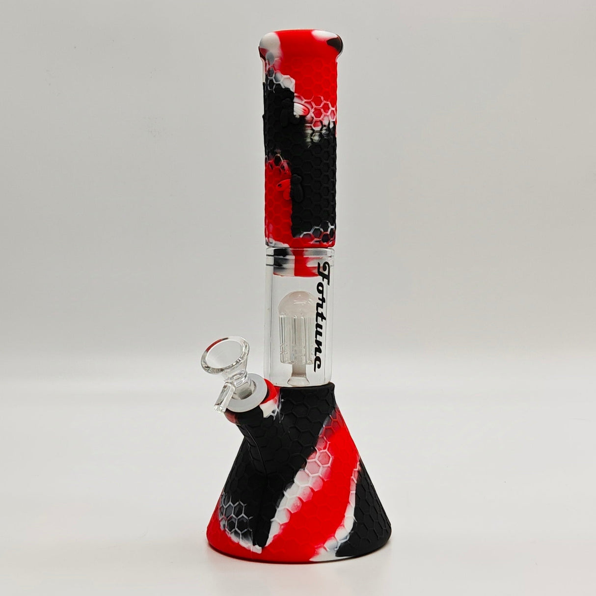 Bong en silicone Fortune 11" Camo Splash avec percolateur en verre en forme d'arbre