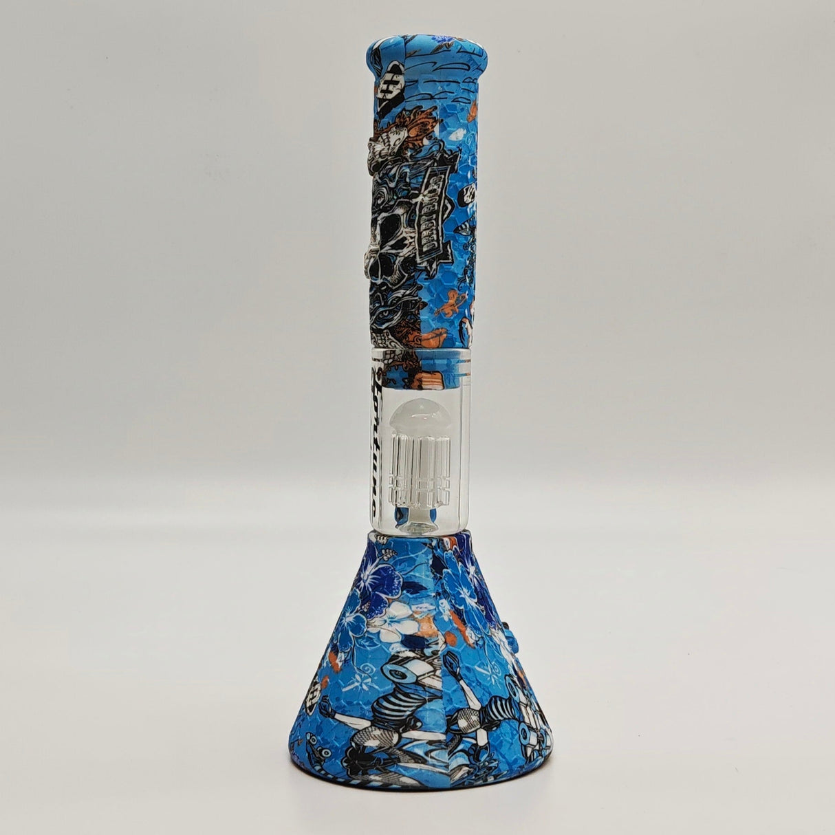 Fortune 11" Assorted Graphic Silicone Beaker Bong with Glass Tree Perc