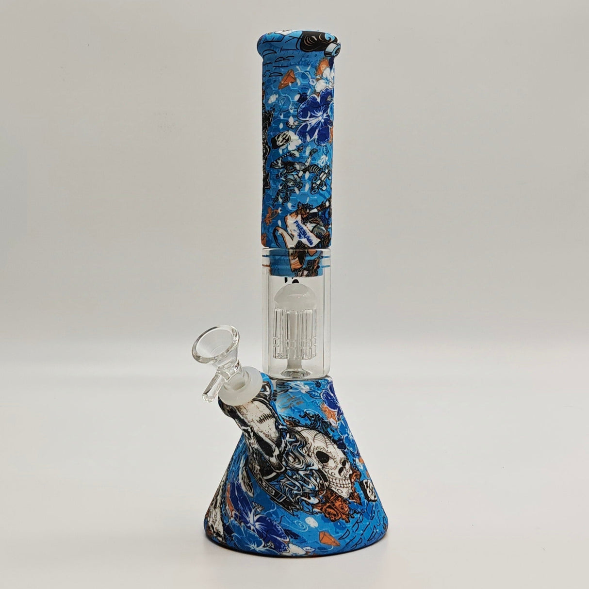 Fortune 11" Assorted Graphic Silicone Beaker Bong with Glass Tree Perc