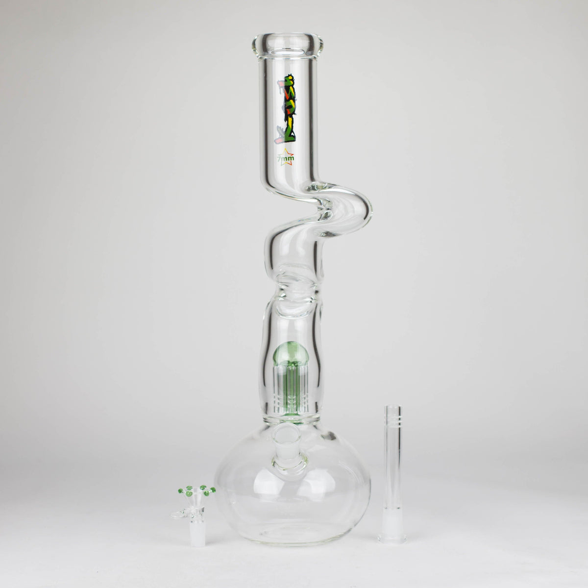 Canadian Distributor Glass Bong Kush 17" Rasta 420 Percolator Glass Bong Kush Zig-Zag Rasta Percolator Bong - 17"