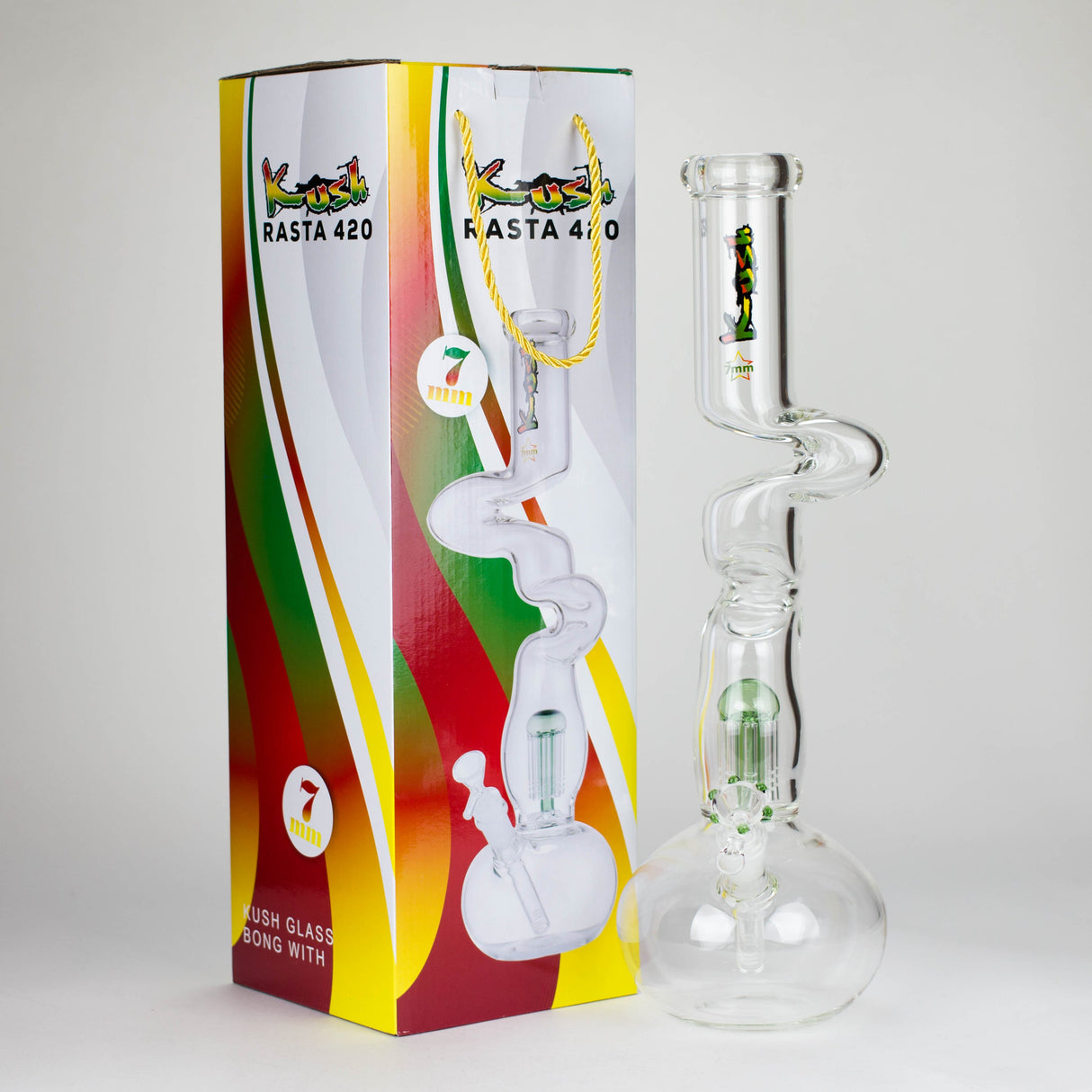 Kush 17" Rasta 420 Percolator Glass Bong