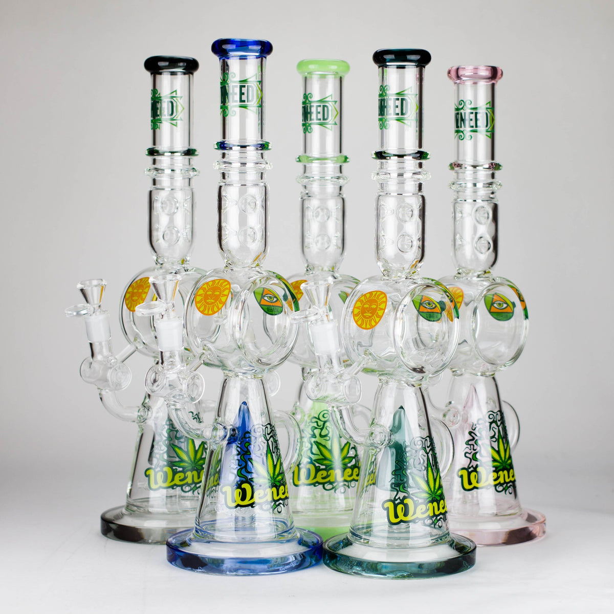 WENEED® Glass Bong WENEED Guardian 17" Frosted Glass Water Pipe WENEED 17" Guardian Stemless Glass Bong
