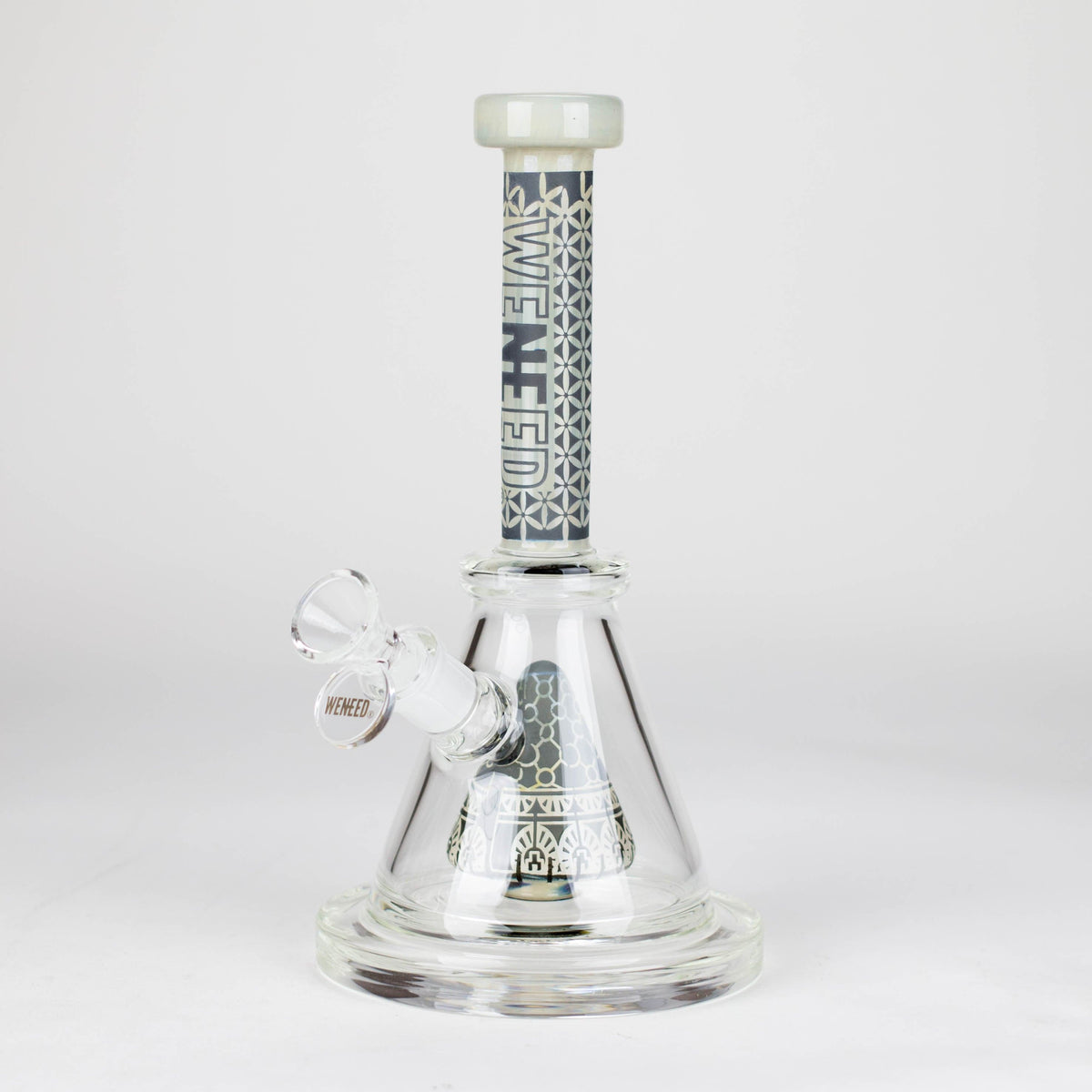 WENEED® Glass Bong WENEED Zen Tribal 9" Frosted Water Pipe WENEED 9" Zen Tribal Stemless Glass Bong