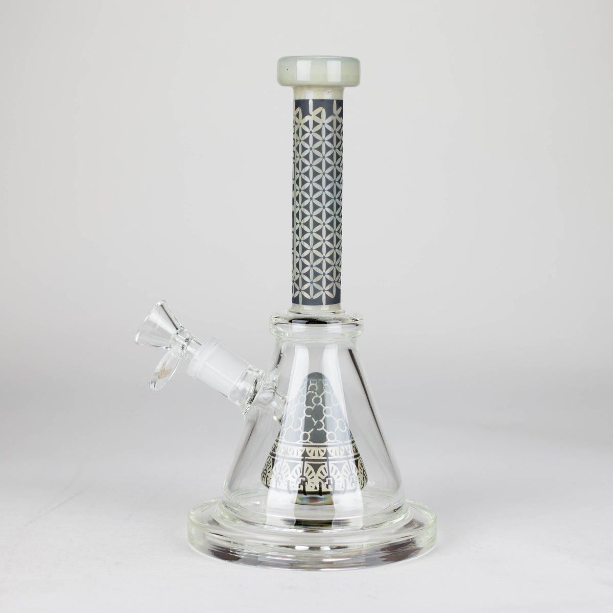 WENEED® Glass Bong WENEED Zen Tribal 9" Frosted Water Pipe WENEED 9" Zen Tribal Stemless Glass Bong