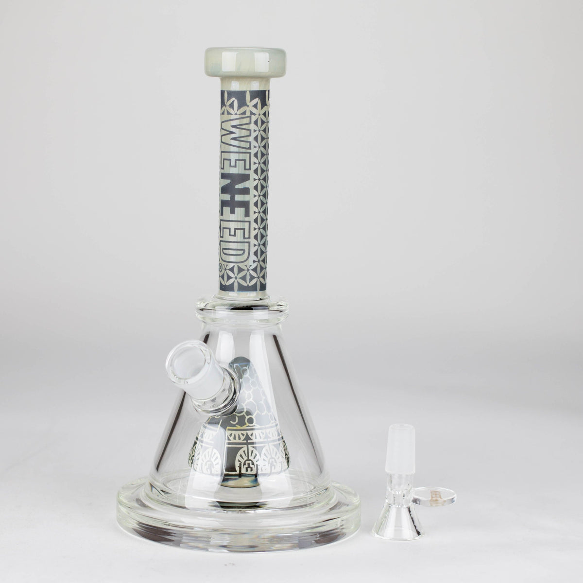 WENEED® Glass Bong WENEED Zen Tribal 9" Frosted Water Pipe WENEED 9" Zen Tribal Stemless Glass Bong