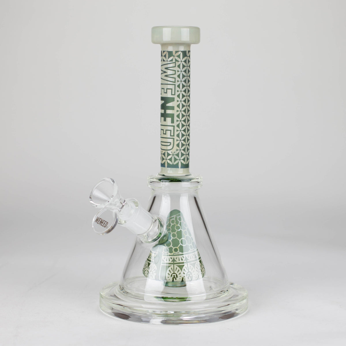 WENEED® Glass Bong WENEED Zen Tribal 9" Frosted Water Pipe WENEED 9" Zen Tribal Stemless Glass Bong