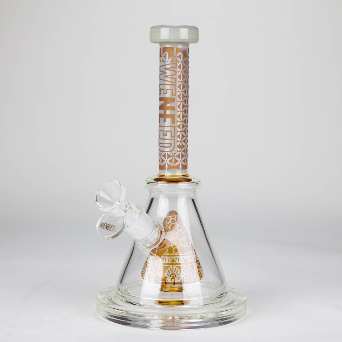 WENEED® Glass Bong WENEED Zen Tribal 9" Frosted Water Pipe WENEED 9" Zen Tribal Stemless Glass Bong