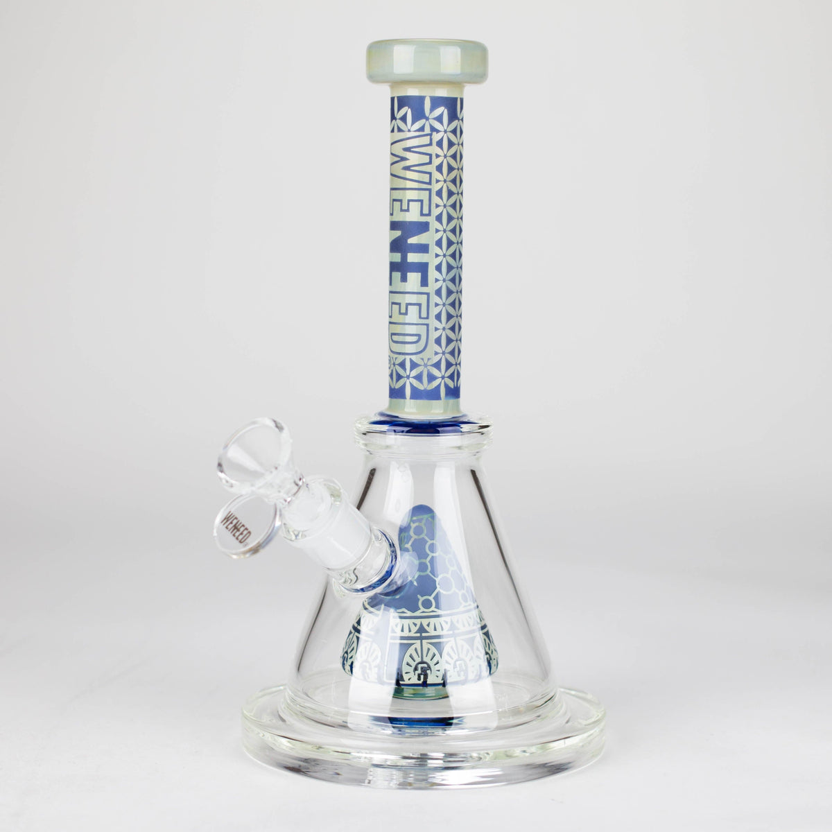 WENEED® Glass Bong WENEED Zen Tribal 9" Frosted Water Pipe WENEED 9" Zen Tribal Stemless Glass Bong