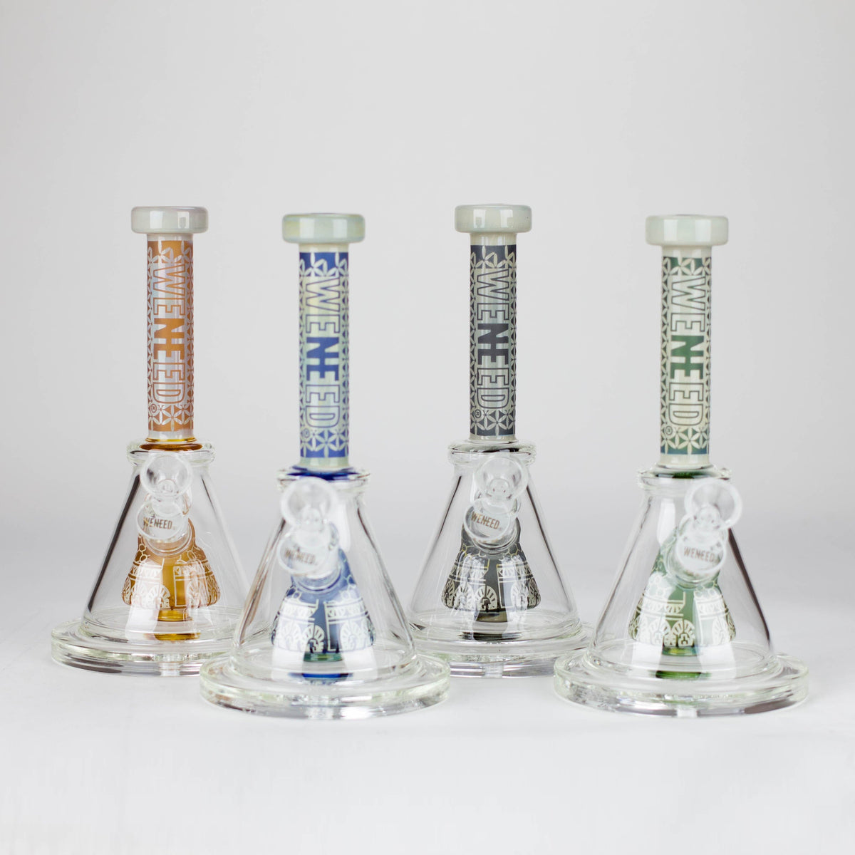 WENEED® Glass Bong WENEED Zen Tribal 9" Frosted Water Pipe WENEED 9" Zen Tribal Stemless Glass Bong
