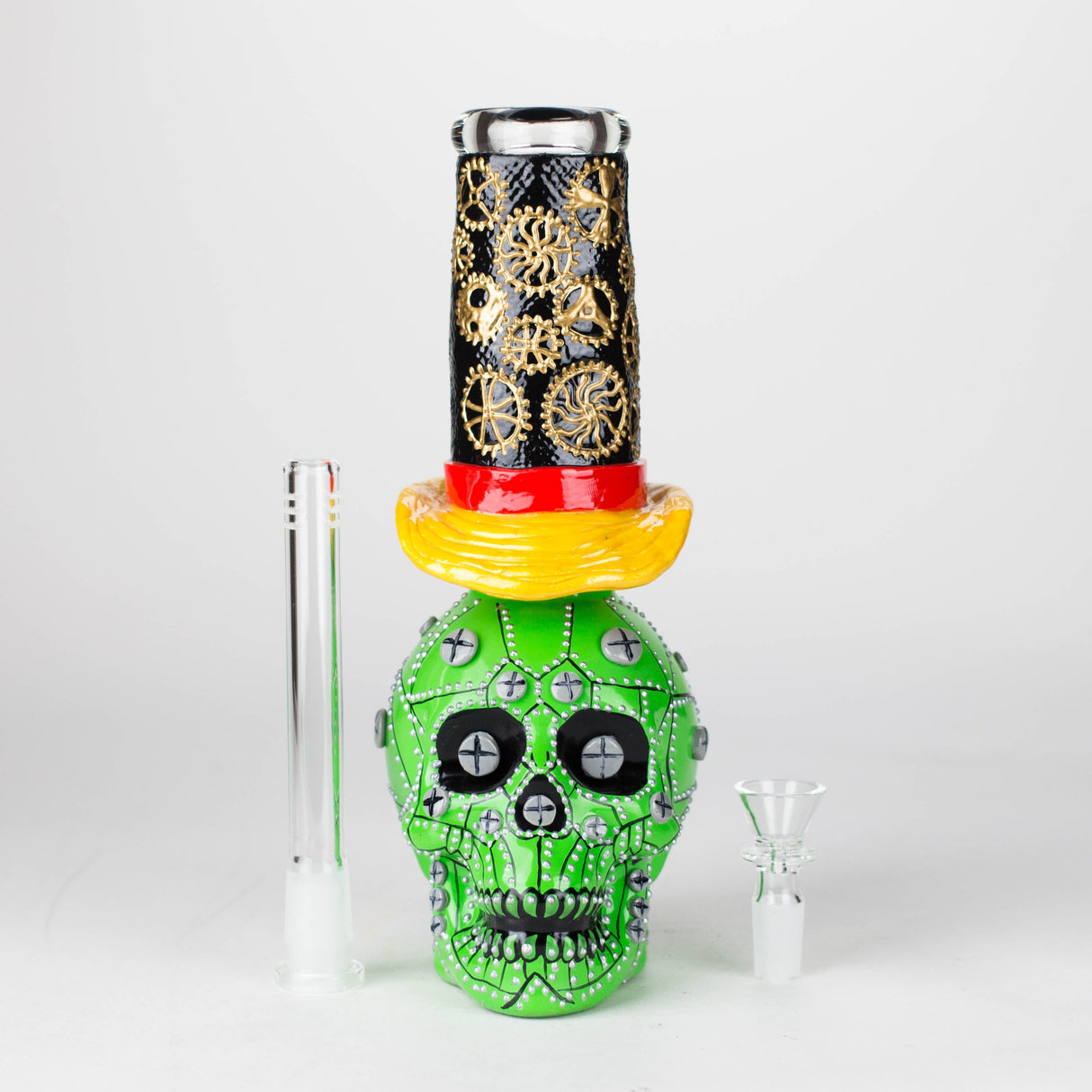 9" Wizard Sugar Skull Glass Bong with Diffused Downstem