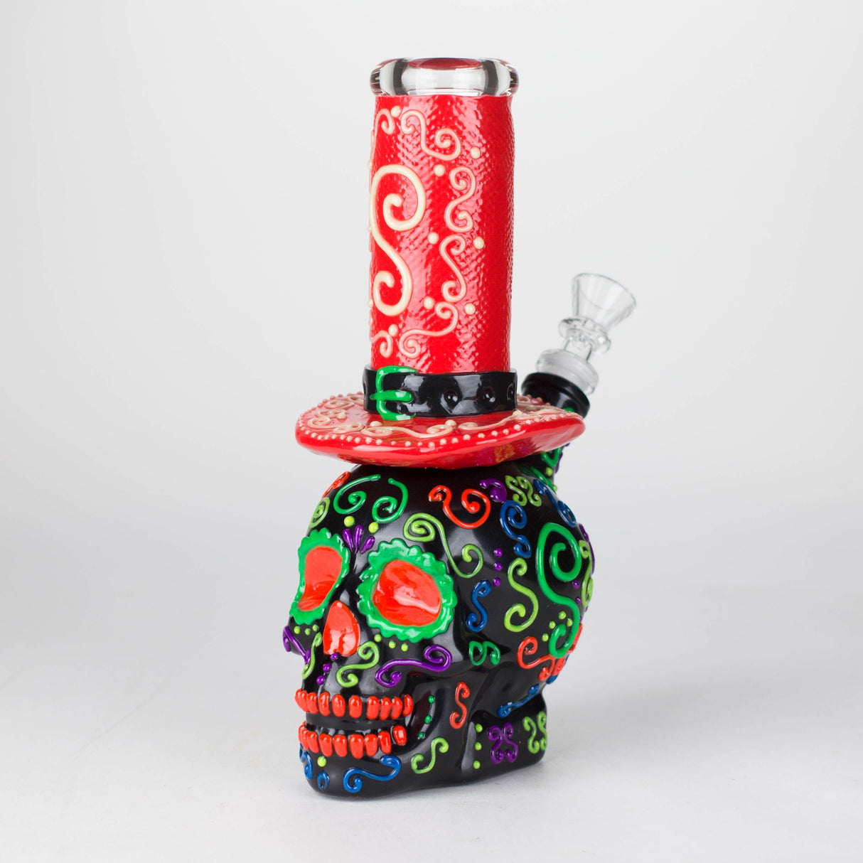 9" Wizard Sugar Skull Glow-in-the-Dark Glass Bong