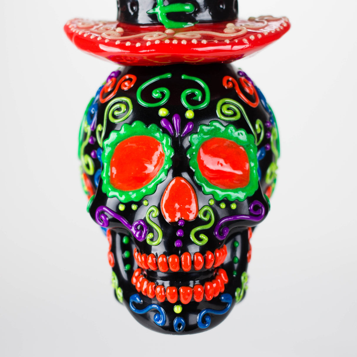 9" Wizard Sugar Skull Glow-in-the-Dark Glass Bong