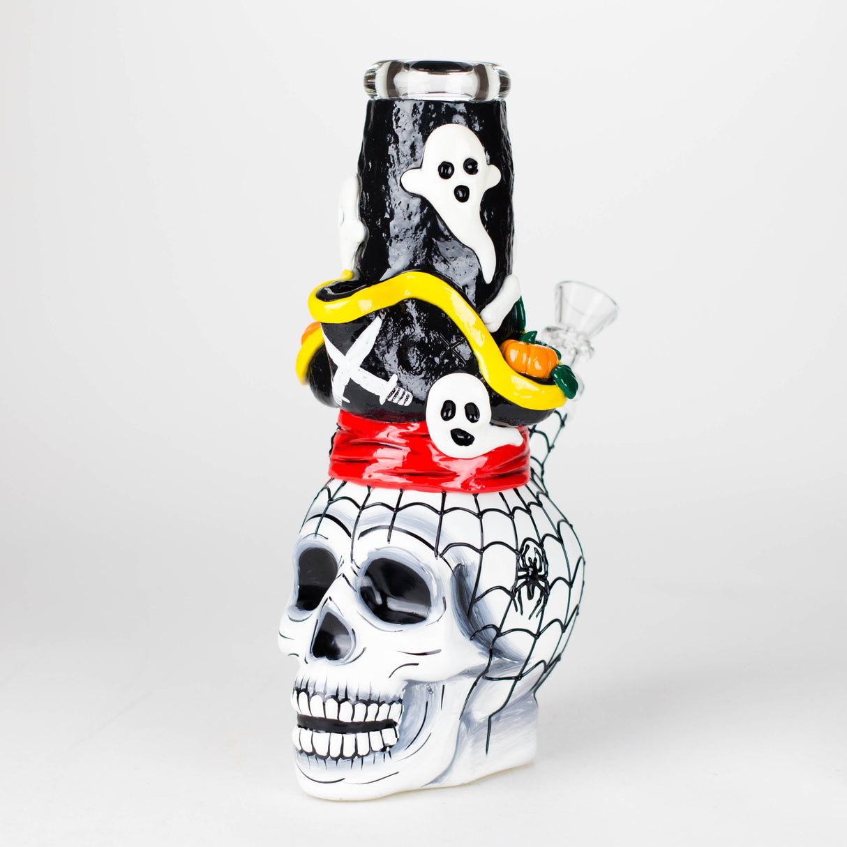9" Pirate Sugar Skull Glass Bong with 4" Diffused Downstem