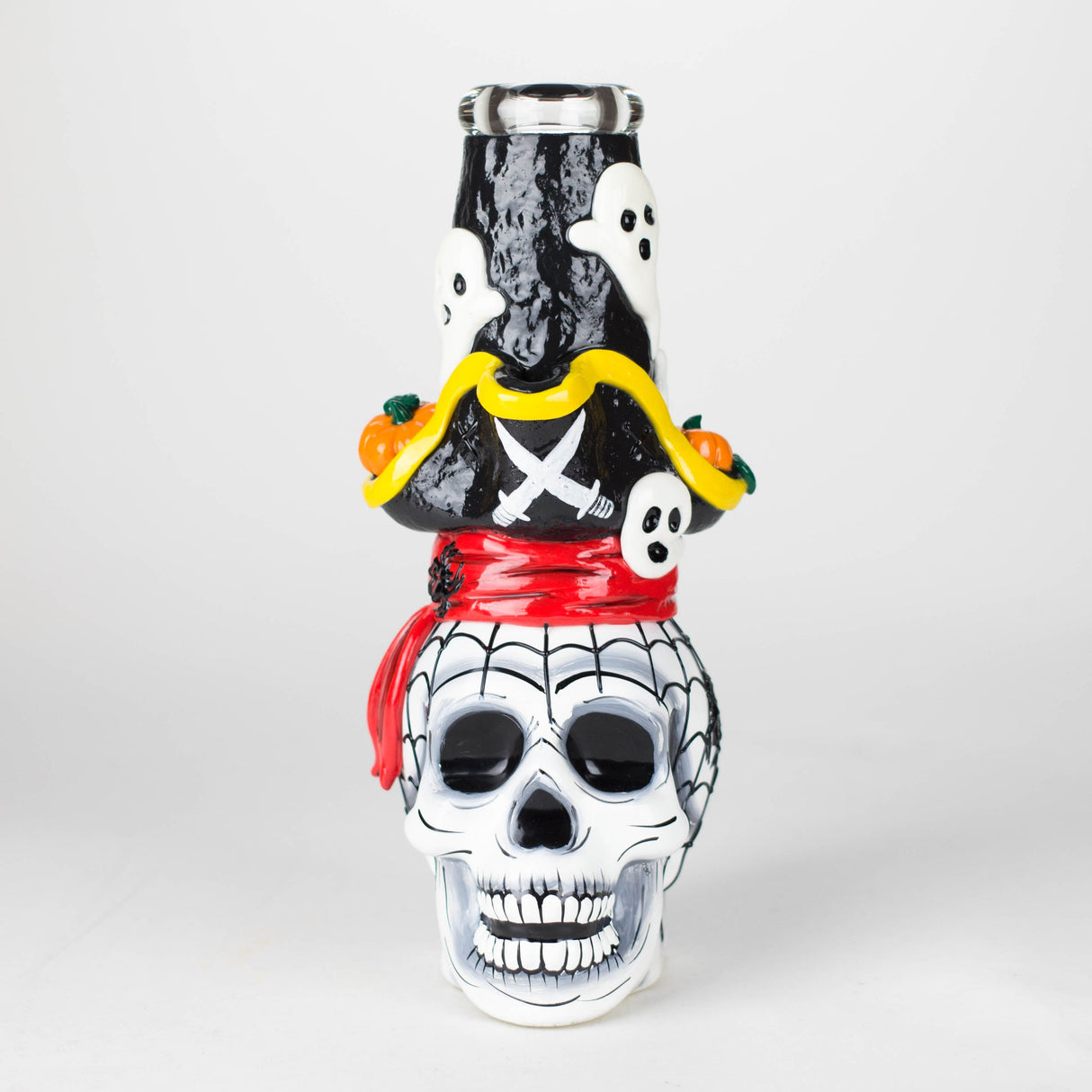 9" Pirate Sugar Skull Glass Bong with 4" Diffused Downstem