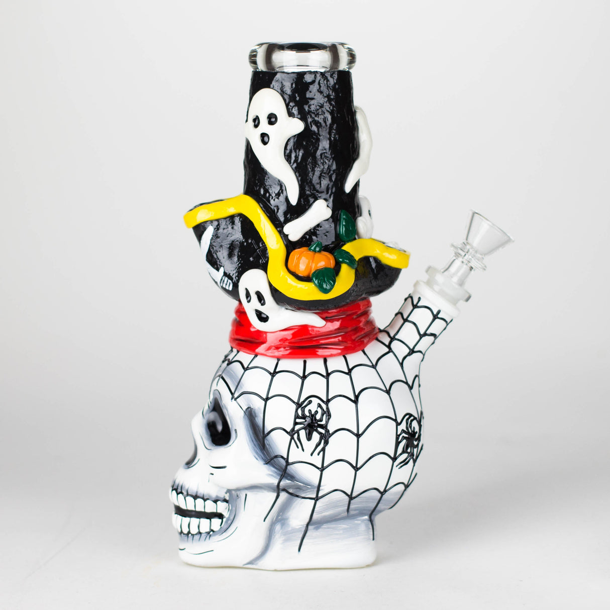 9" Pirate Sugar Skull Glass Bong with 4" Diffused Downstem