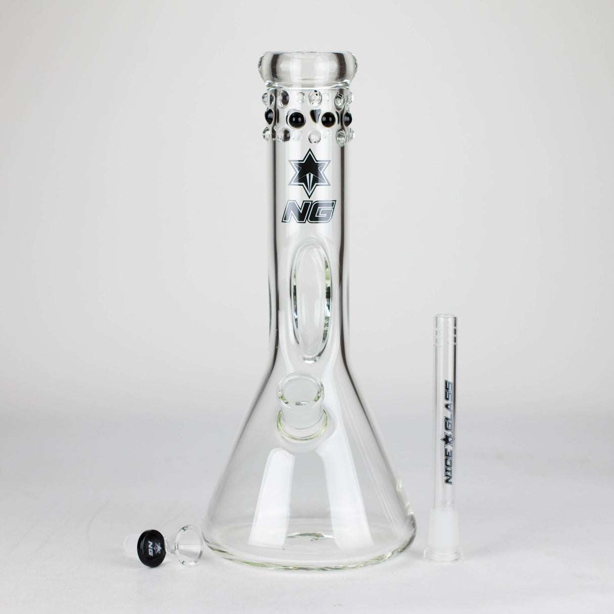 Bang en verre NG 12" coudé avec strie de glace
