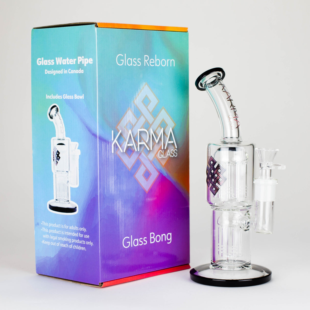 Maq Distributors Glass Bong Karma | Glass Bong 11" Double Tree Bend Karma | Glass Bong 11" Double Tree Bend