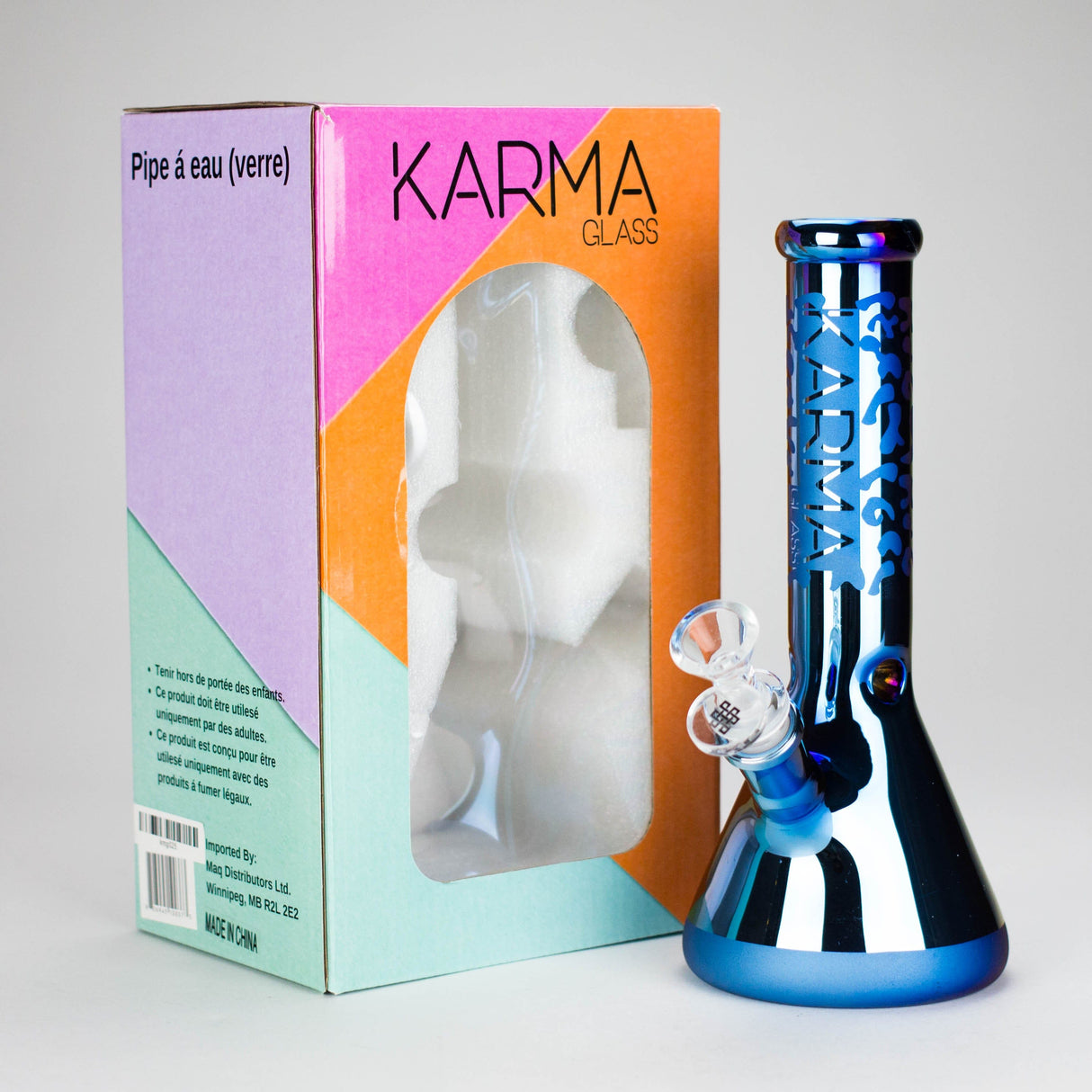 Karma 9" Sandblasted Blue Metallic Beaker Bong