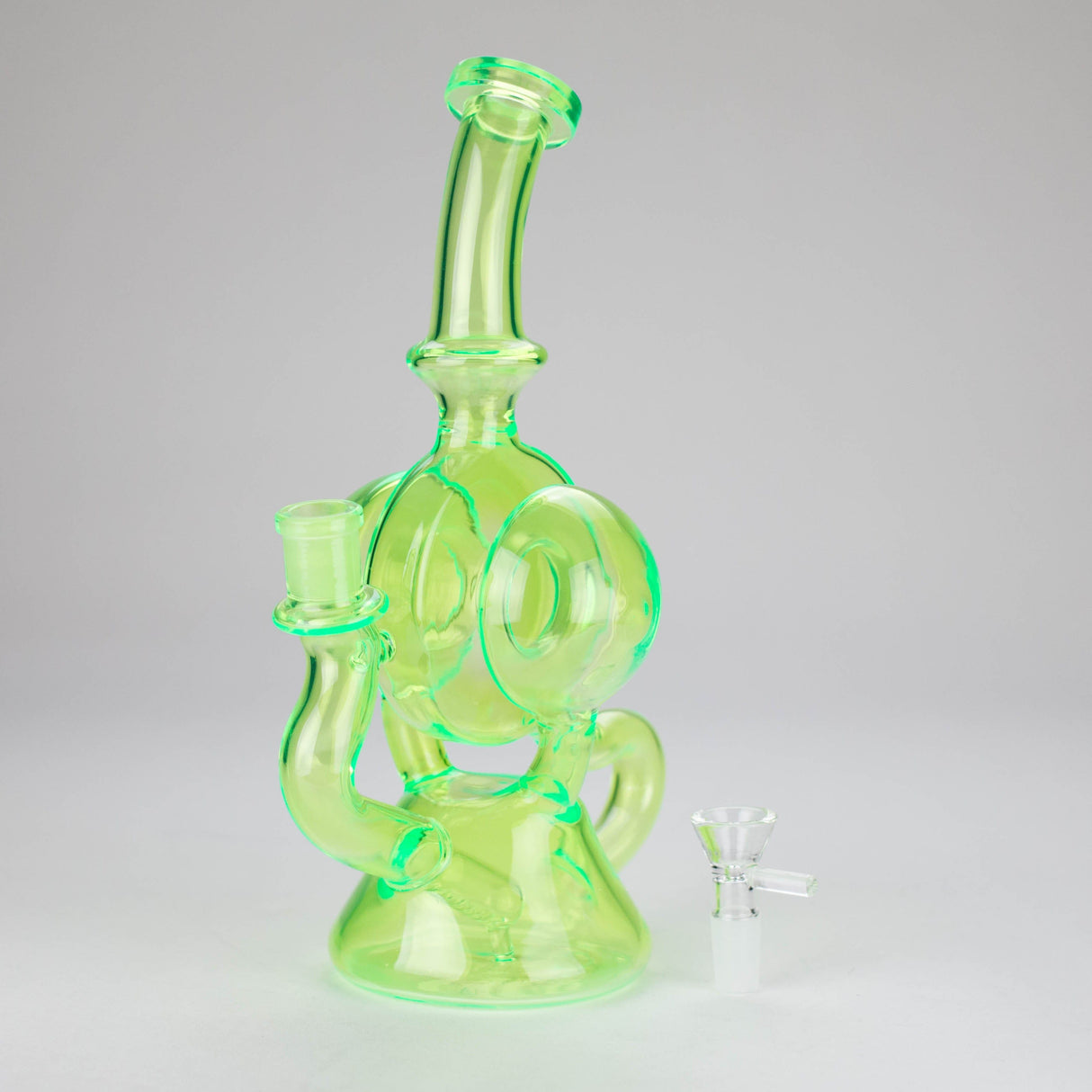 Canadian Distributor Glass Bong 11" Slim Green Recycler Glass Bong 11" Slim Green Recycler Glass Bong