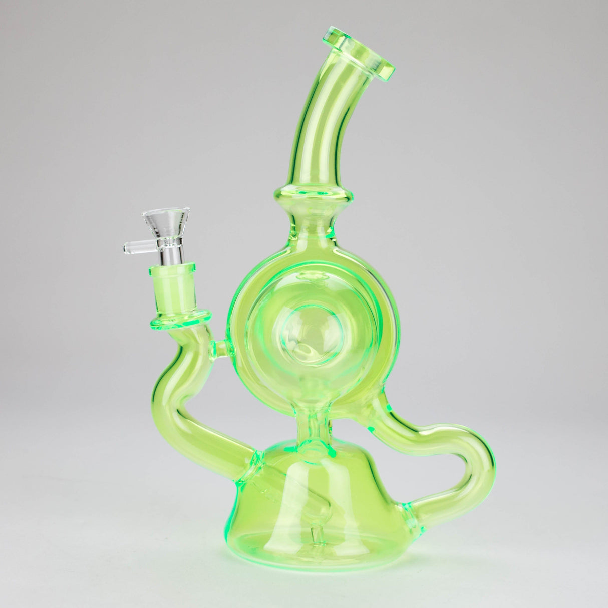 Canadian Distributor Glass Bong 11" Slim Green Recycler Glass Bong 11" Slim Green Recycler Glass Bong