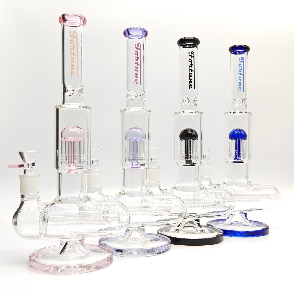 Fortune 14-Inch Double Inline Stemless Grid Perc Bong