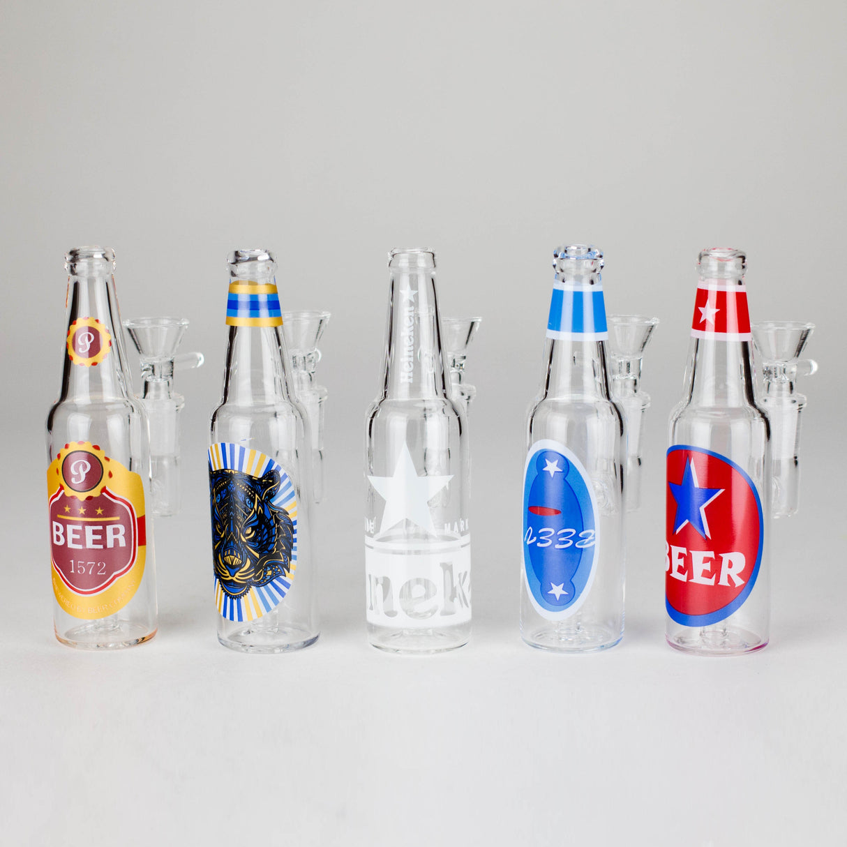 6" Novelty Beer Bottle Glass Water Pipe