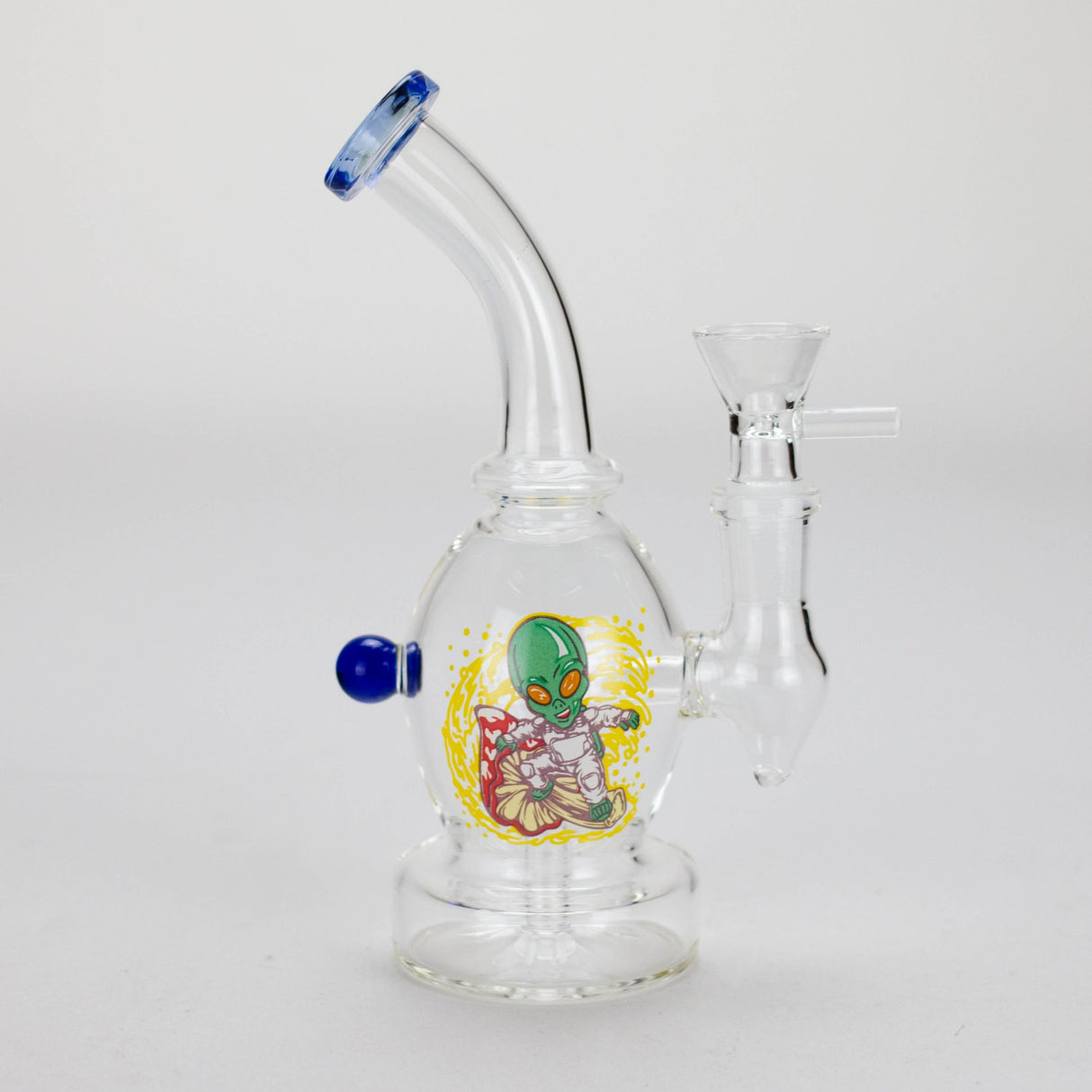Canadian Distributor Glass Bong 6.5" Bent Neck Cartoon Print Glass Bong with Fixed Diffuser 6.5" Bent Neck Cartoon Print Glass Bong with Fixed Diffuser