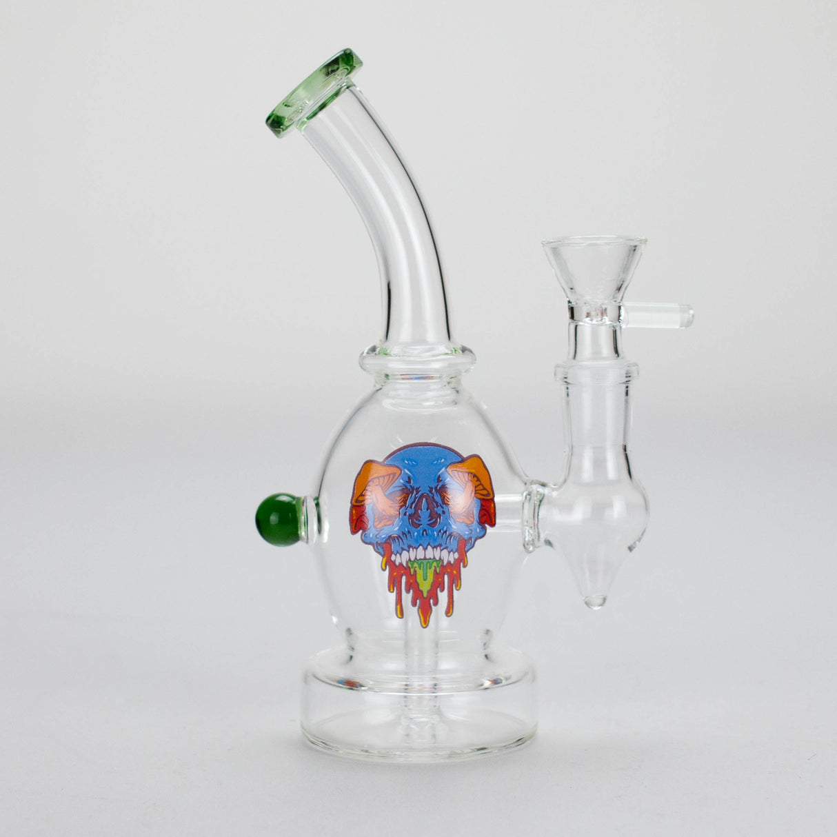 6.5" Bent Neck Cartoon Print Glass Bong with Fixed Diffuser
