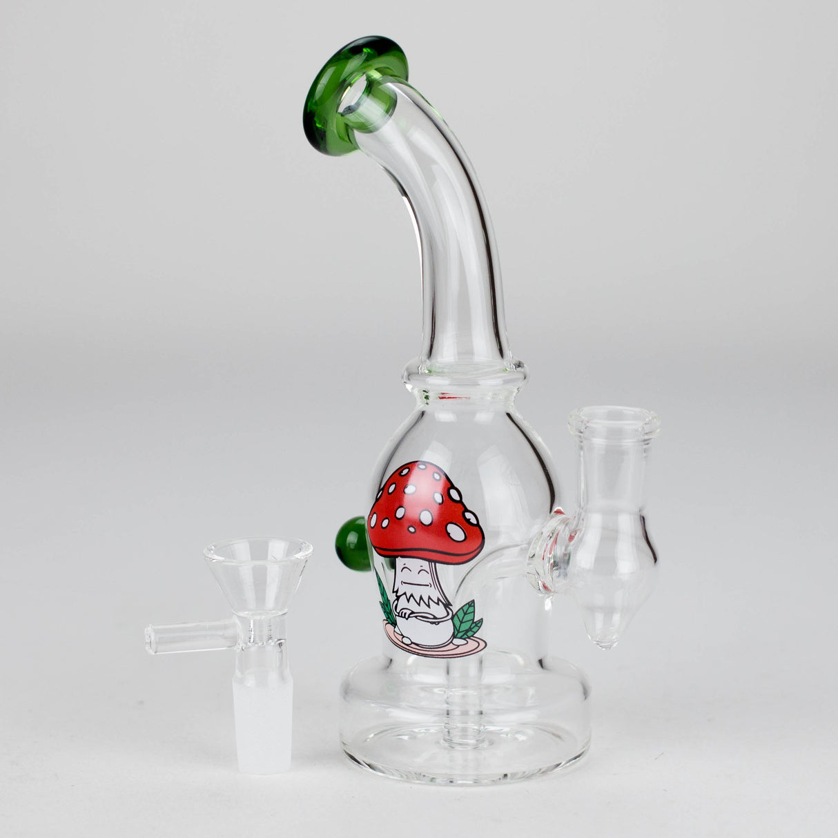 6.5" Bent Neck Cartoon Print Glass Bong with Fixed Diffuser