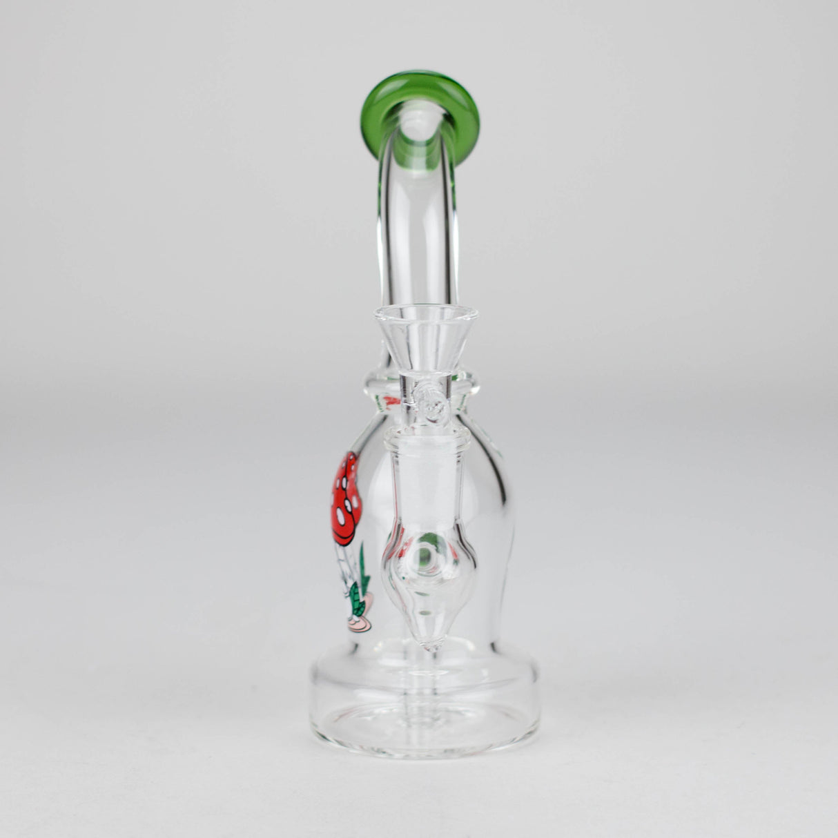 6.5" Bent Neck Cartoon Print Glass Bong with Fixed Diffuser