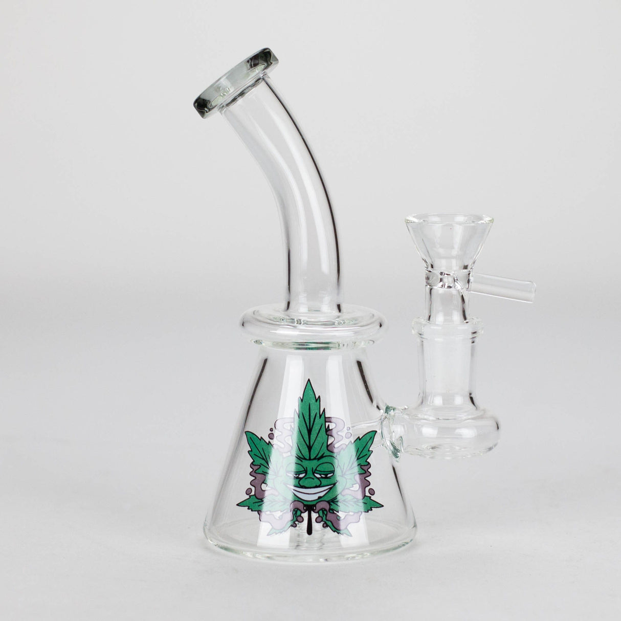 Canadian Distributor Glass Bong 6.5" Cartoon-Themed Mini Bong with Angled Mouthpiece 6.5" Cartoon Glass Bong with Diffuser