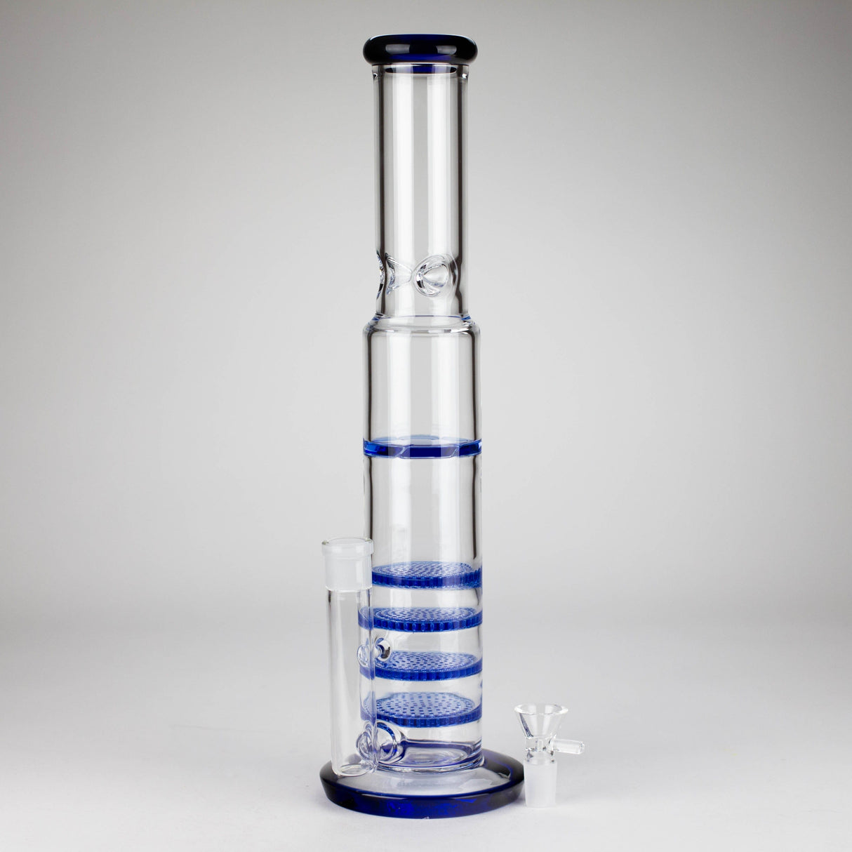 RMG WHOLESALE Glass Bong 17" Blue Honeycomb Cycler Glass Bong – 4 Honeycomb Diffusers 17" Blue Honeycomb Cycler Glass Bong – 4 Honeycomb Diffusers