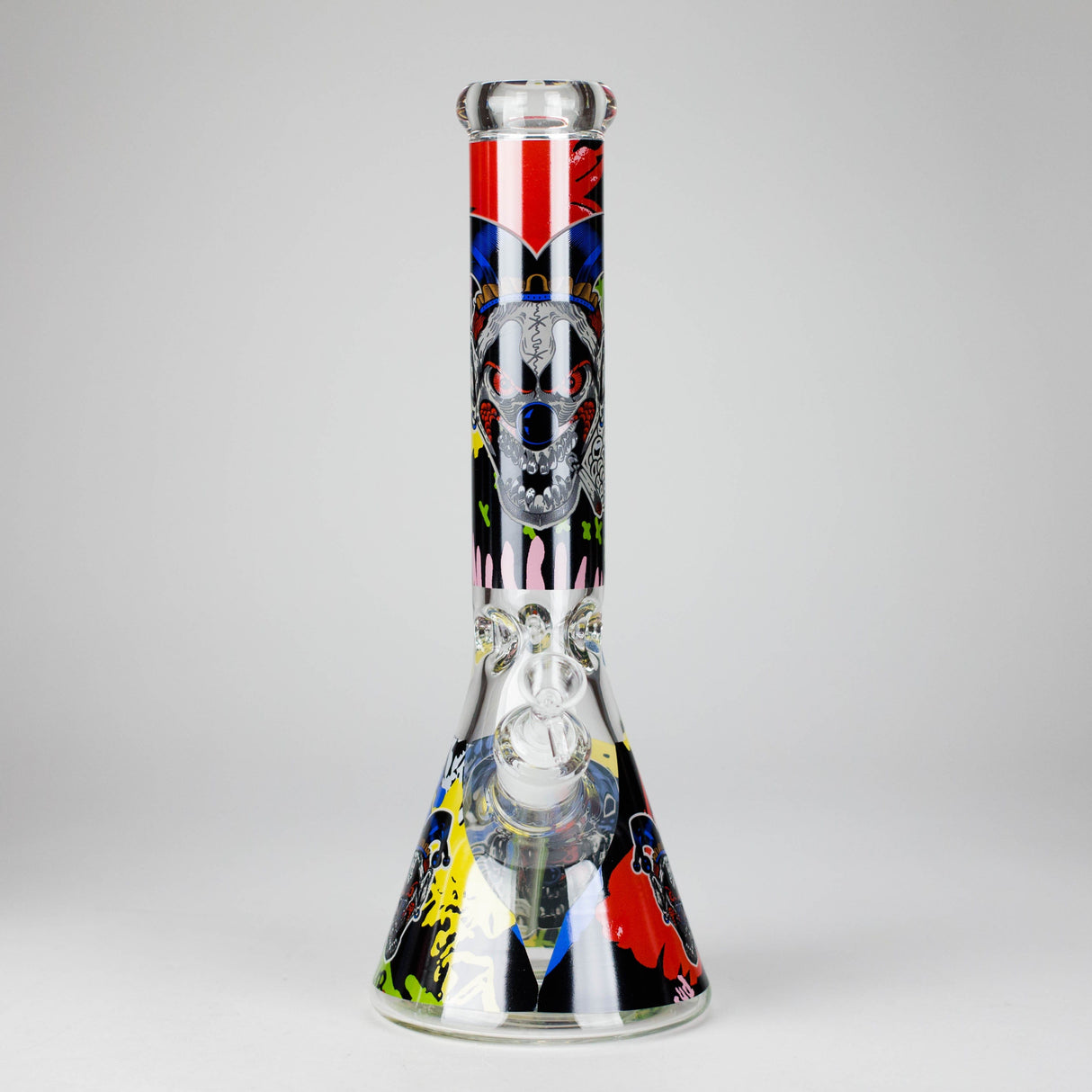 DY Glass Glass Bong 13.5" PsyClown Glass Bong – 7mm Thick Glass, Bold Psychedelic Clown Design 13.5" PsyClown Glass Bong – 7mm Thick Glass, Bold Psychedelic Clown Design