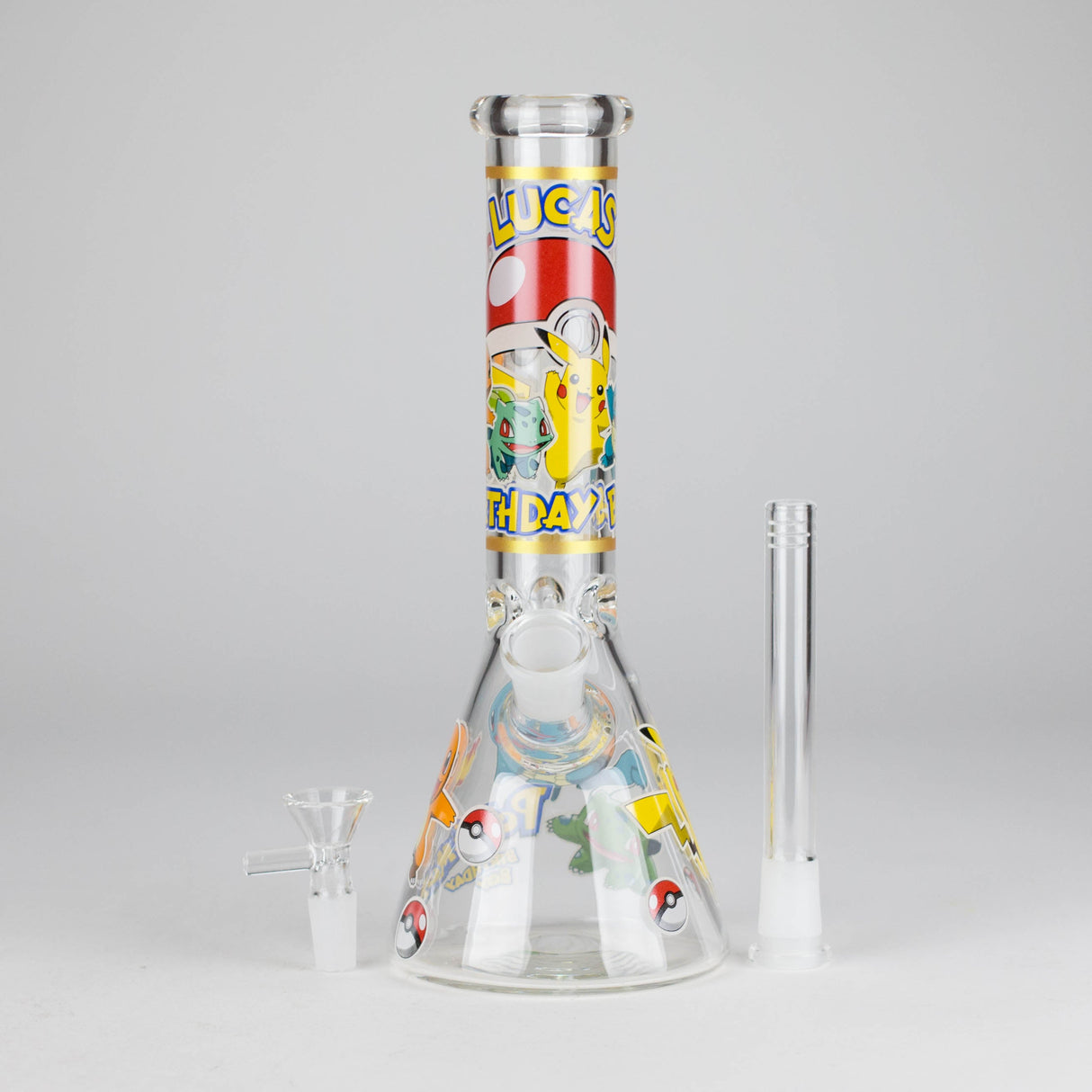 10" 5mm Glass Beaker Bong with Cartoon Design