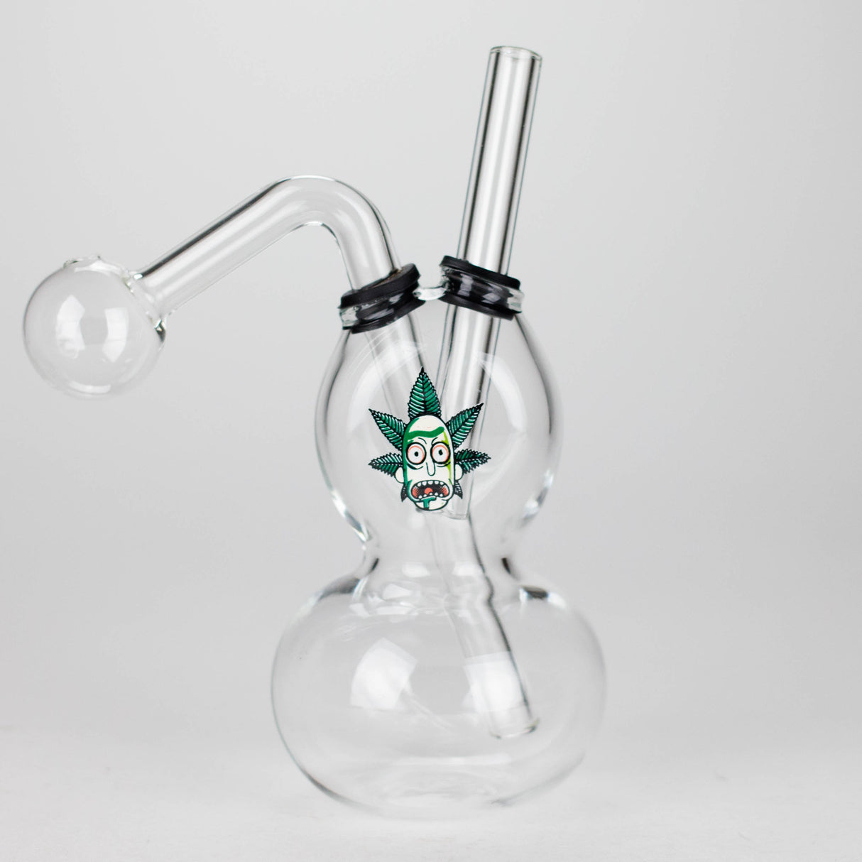 6" Flat Mush Mix Sticker Glass Oil Burner Pipe – Unique Double Bubble Design