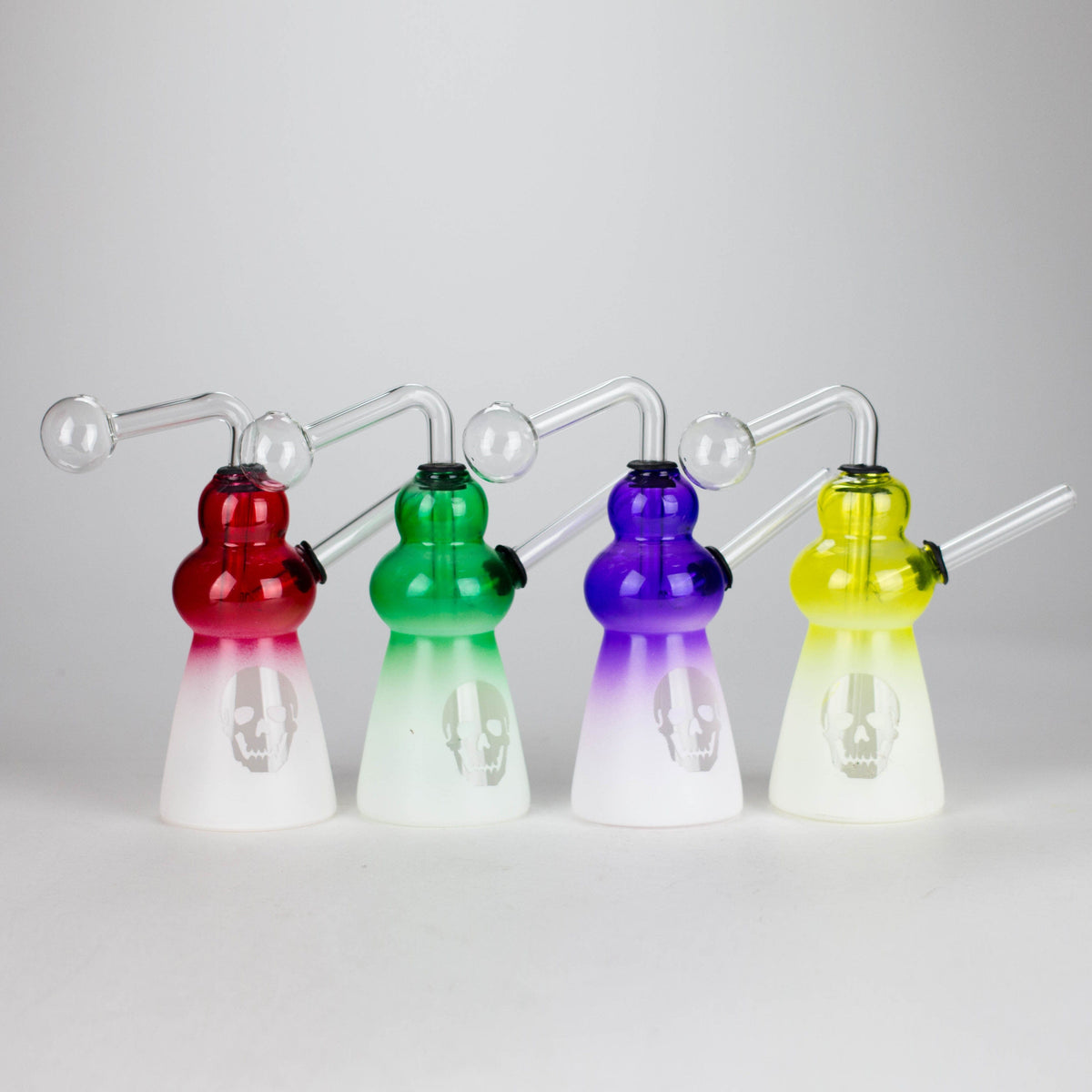 RMG WHOLESALE Dab Rig 6-Inch Flat Bottom Skull Glass Oil Burner Skull Glass Oil Burner Pipe - 6-Inch Flat Bottom