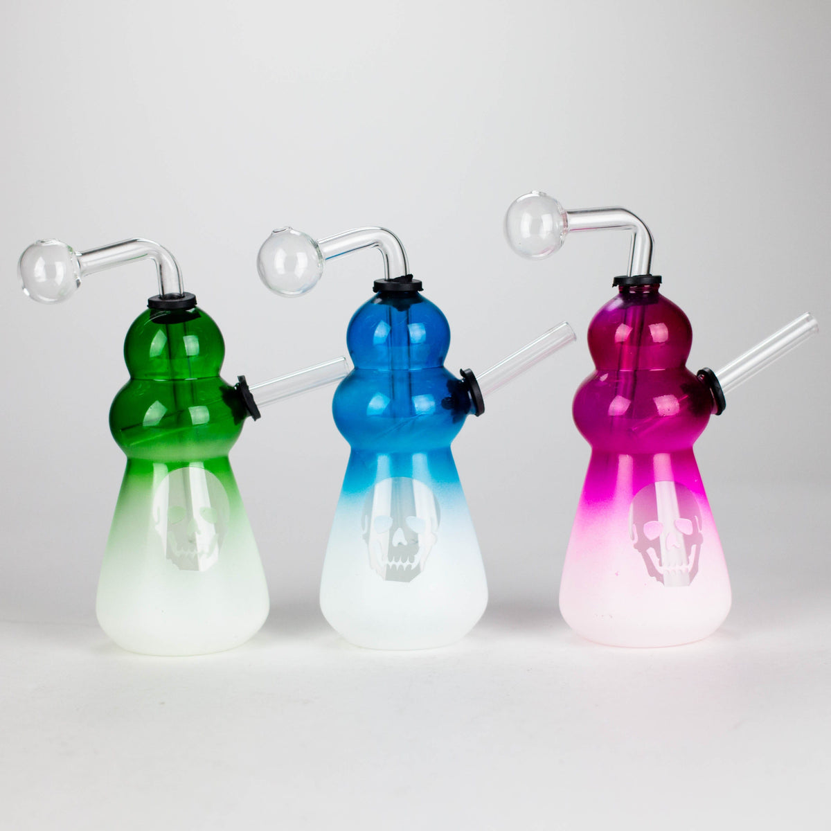 RMG WHOLESALE Dab Rig 6-Inch Round Bottom Skull Glass Oil Burner Skull Glass Oil Burner Pipe - 6-Inch Round Bottom