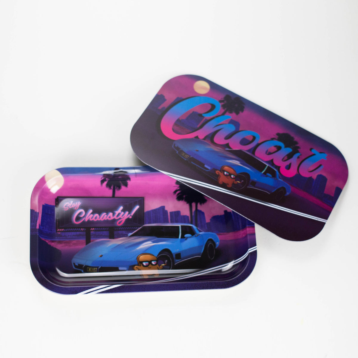 Choast Rolls Inc. Rolling Tray Choast Rolls | "Miami Vice" Rolling Tray + Magnetic Lid Choast Rolls | "Miami Vice" Rolling Tray + Magnetic Lid