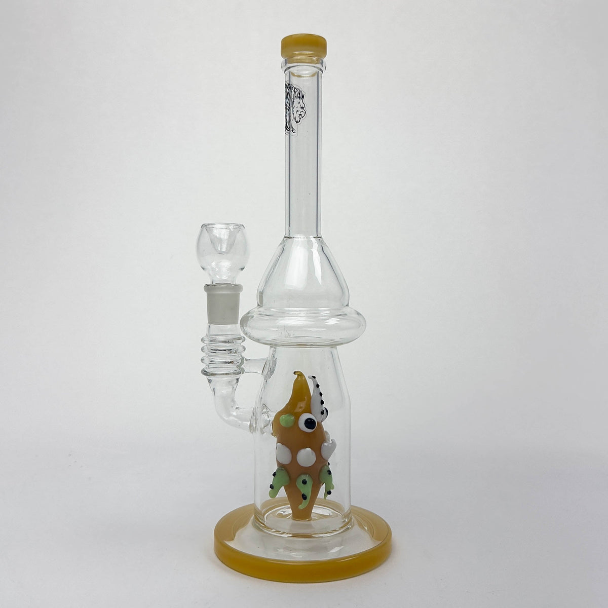 12" Yellow Fish Glass Bong with Fish Diffuser – 18mm