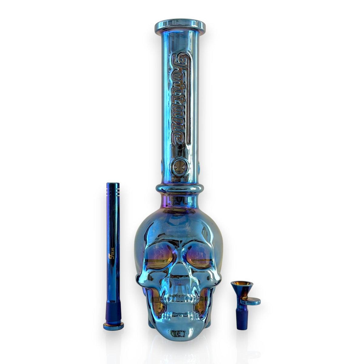 Fortune 14" Electroplated Skull Bong – 7mm Glass