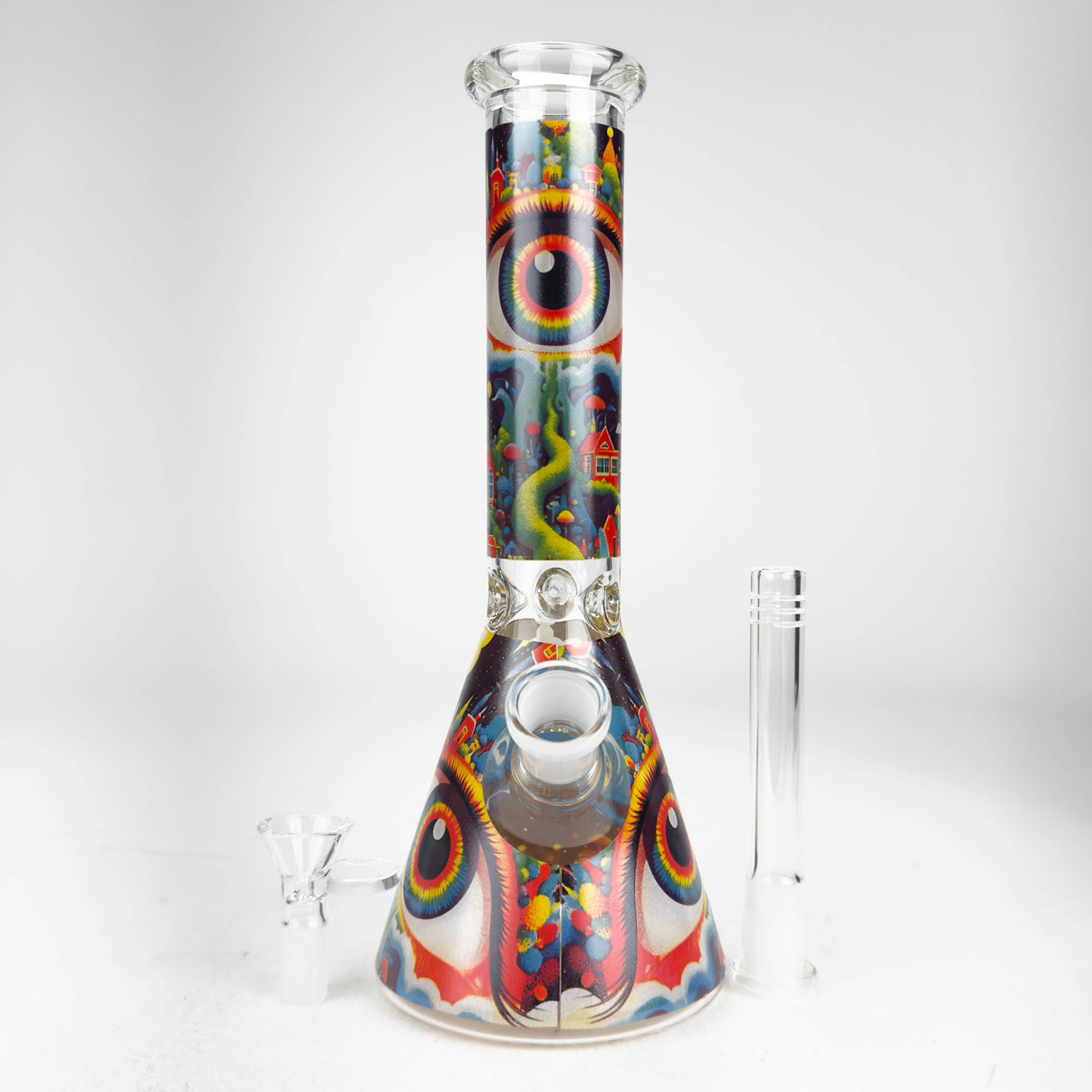 10" Eyes Design Glass Beaker Bong