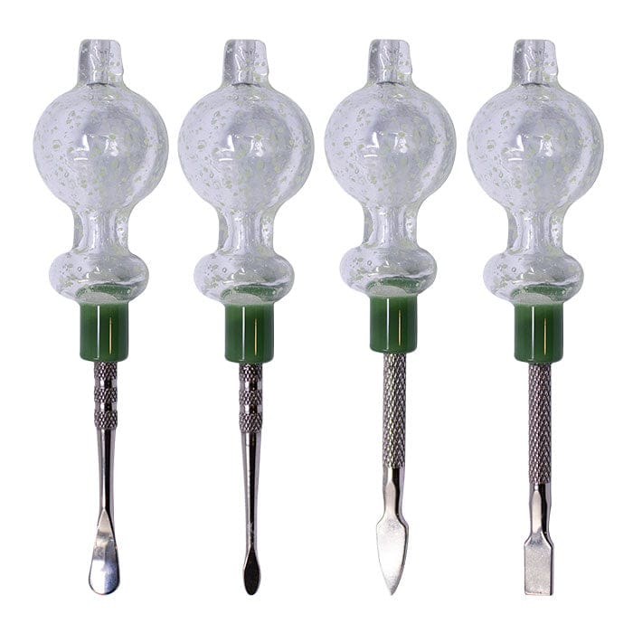 Maple Craft Inc Cap · Dabber · Insert · Clip · Nail Assorted Design Clear Glow In The Dark Dabbing Stick and Carb Cap with Flat Scooper - Set-4 Assorted Design Clear Glow In The Dark Dabbing Stick and Carb Cap with Flat Scooper - Set-4