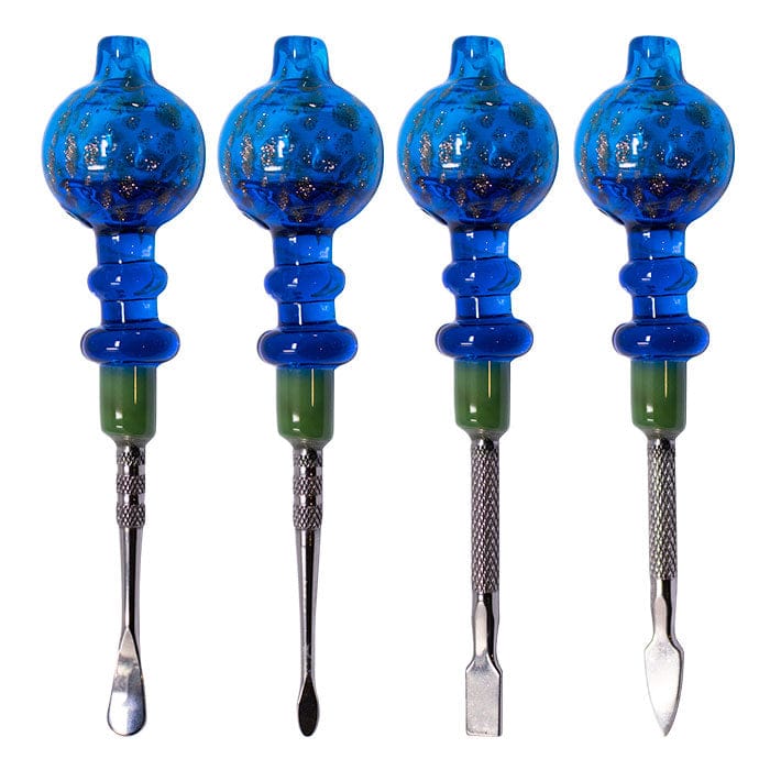 Maple Craft Inc Cap · Dabber · Insert · Clip · Nail Assorted Design Light Blue Sparkly Dabbing Stick And Carb Cap With Paddle Scooper - Set-4 Assorted Design Light Blue Sparkly Dabbing Stick And Carb Cap With Paddle Scooper - Set-4