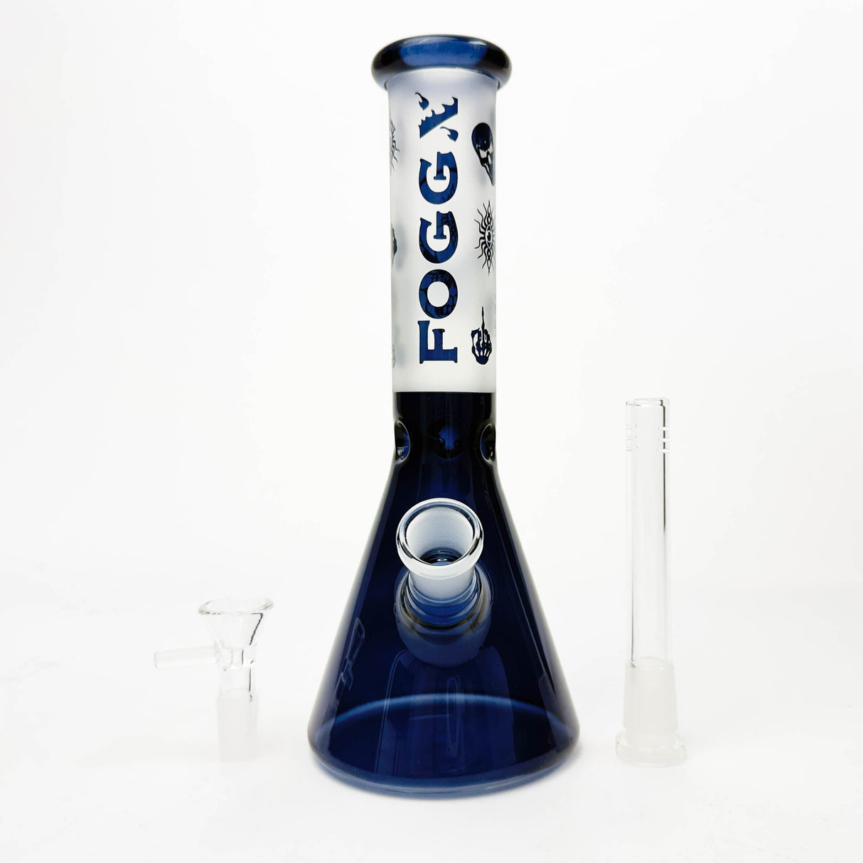 FOGGX 10" Blue Skull Graphic Beaker Glass Bong