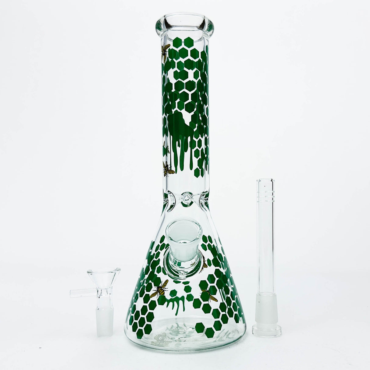 10" Honeybee Design Glass Beaker Bong