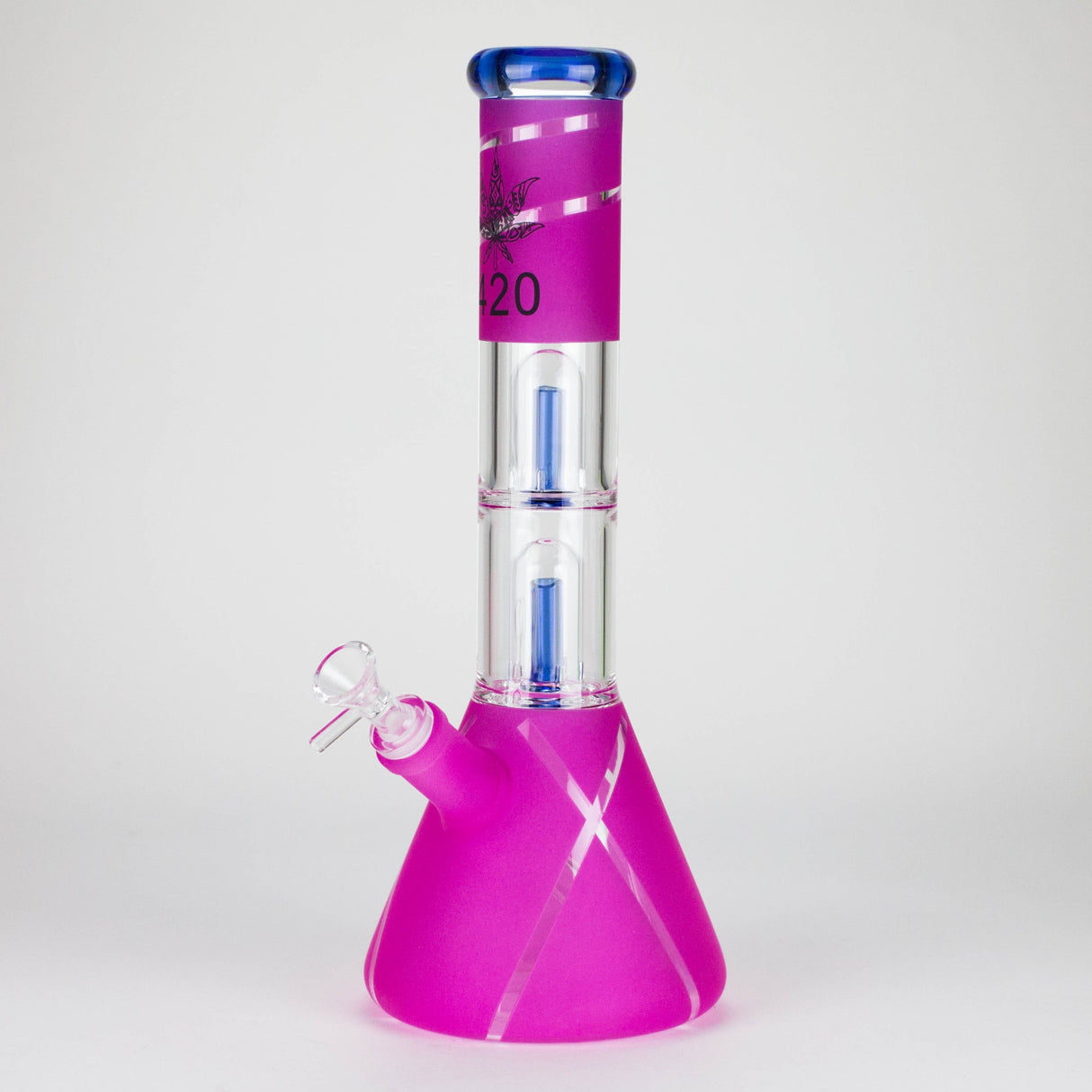 LEHIGH WHOLESALE Glass Bong 14" Thick Glass 420 Beaker Bong with Double Percolator 14" 7 mm 420 Double Perc Beaker Bong | Canada